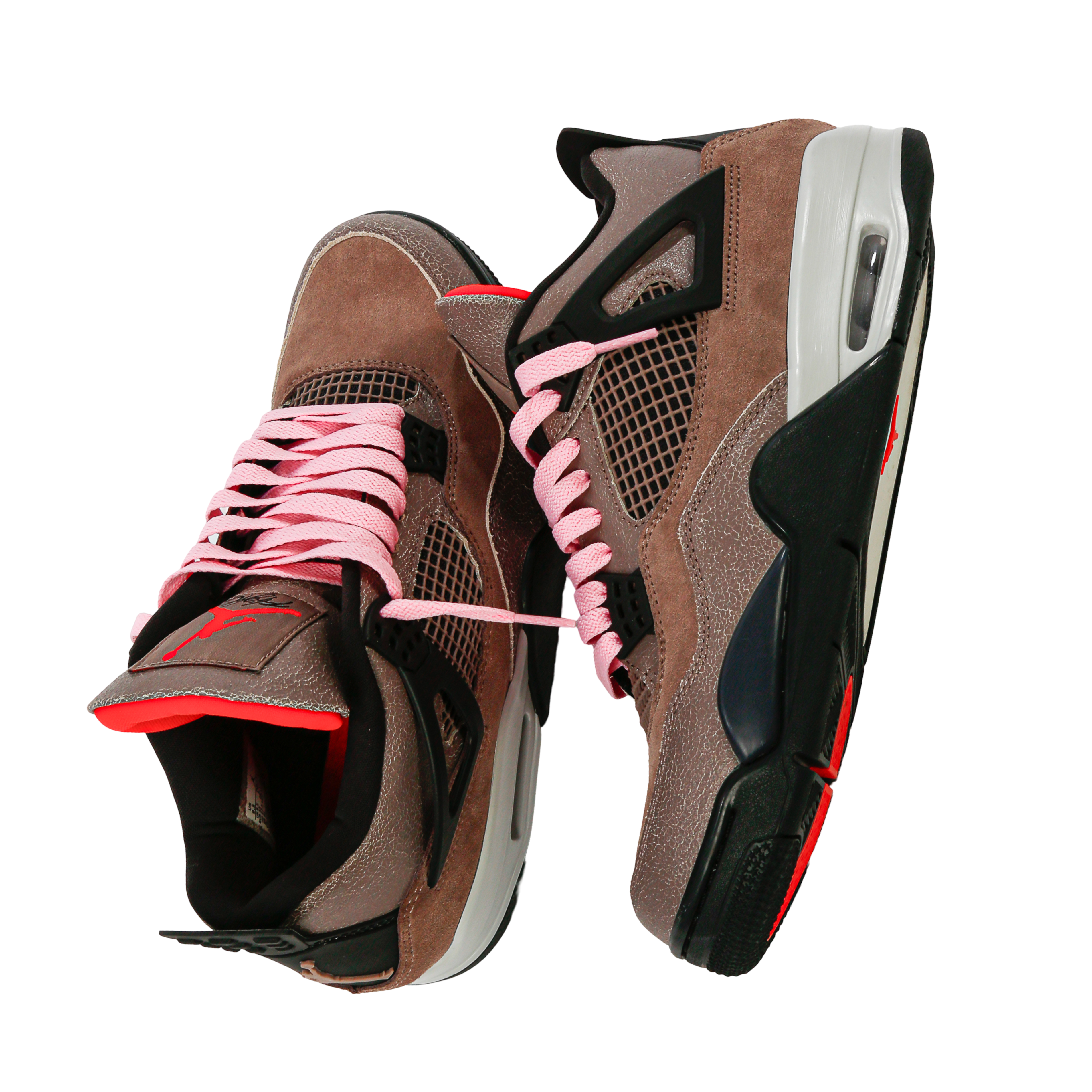 Pink Flat Laces On Air Jordan 4 Back & Side